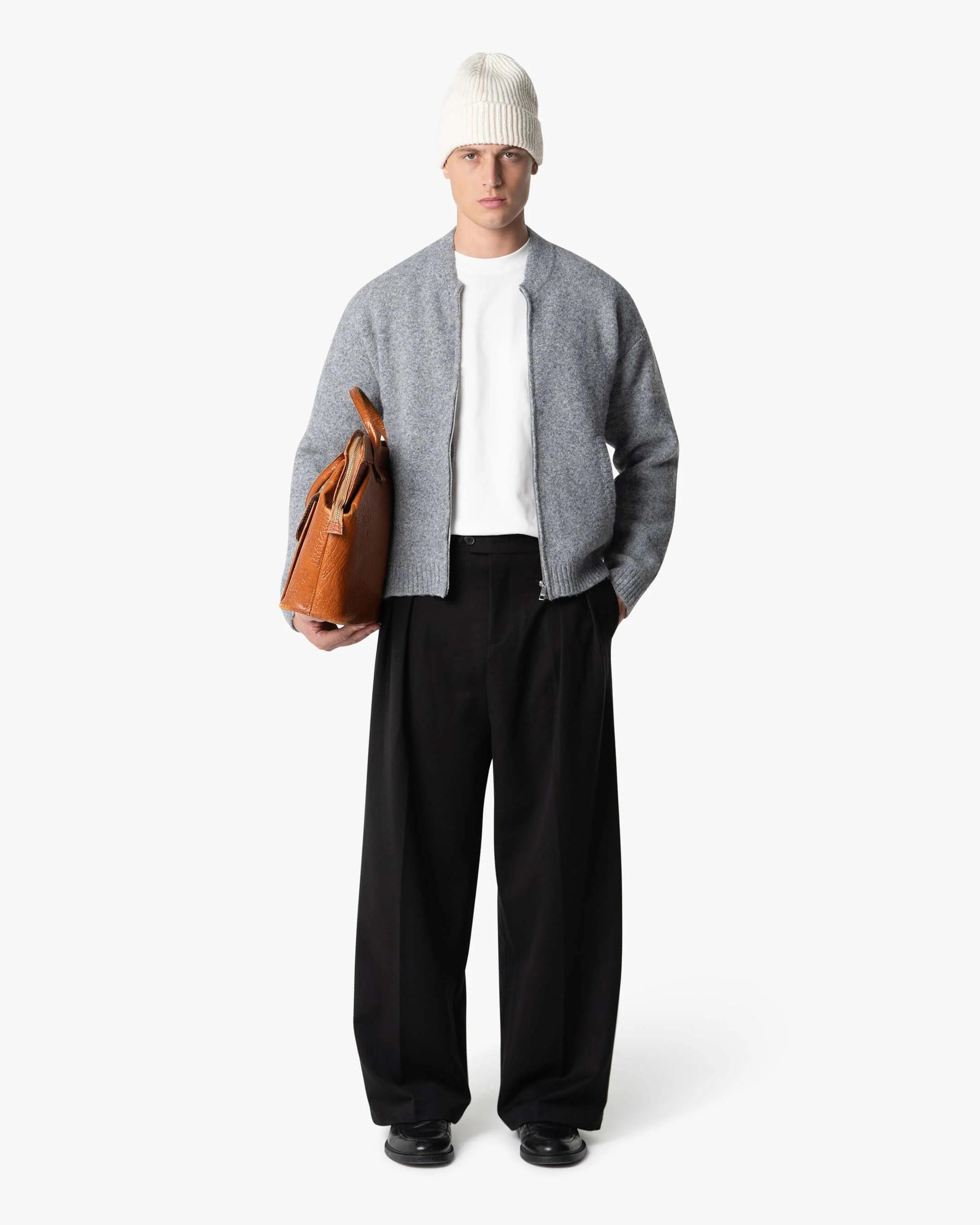 Signore Brushed Zip-Up Cardigan | Grey Melee - Image 4