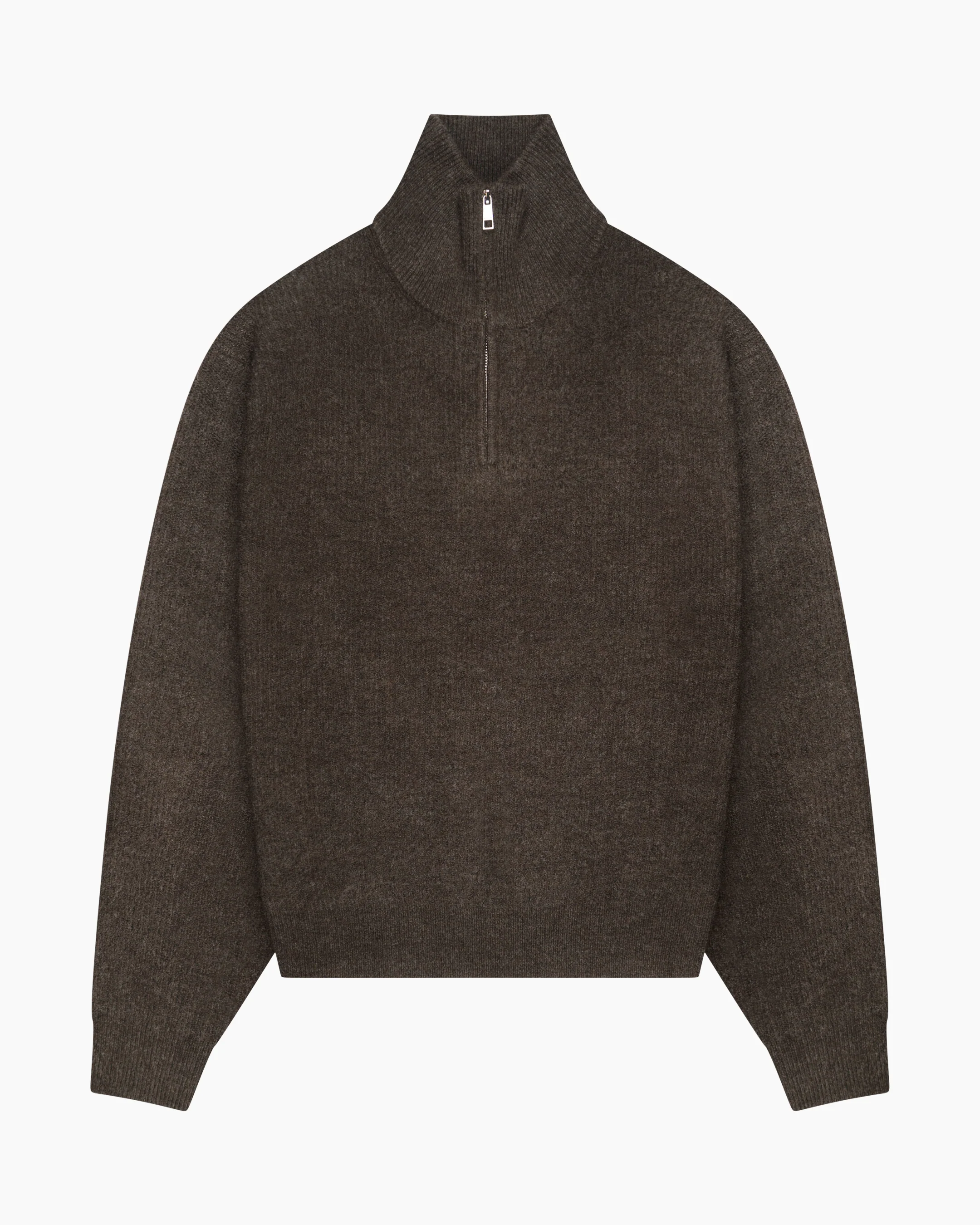 Sontuso Knitted Half-Zip Sweater | Dark Brown - Image 2