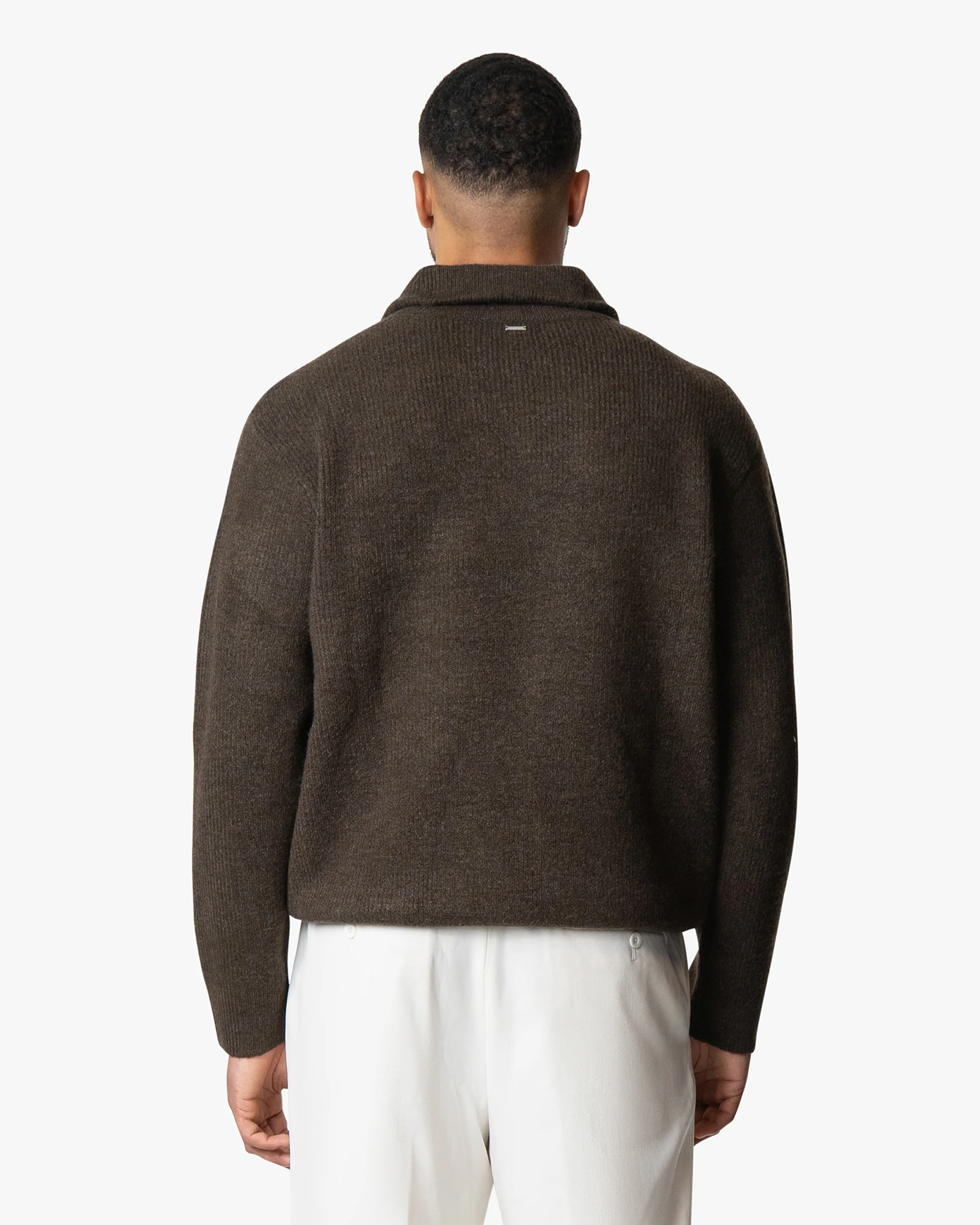 Sontuso Knitted Half-Zip Sweater | Dark Brown - Image 4