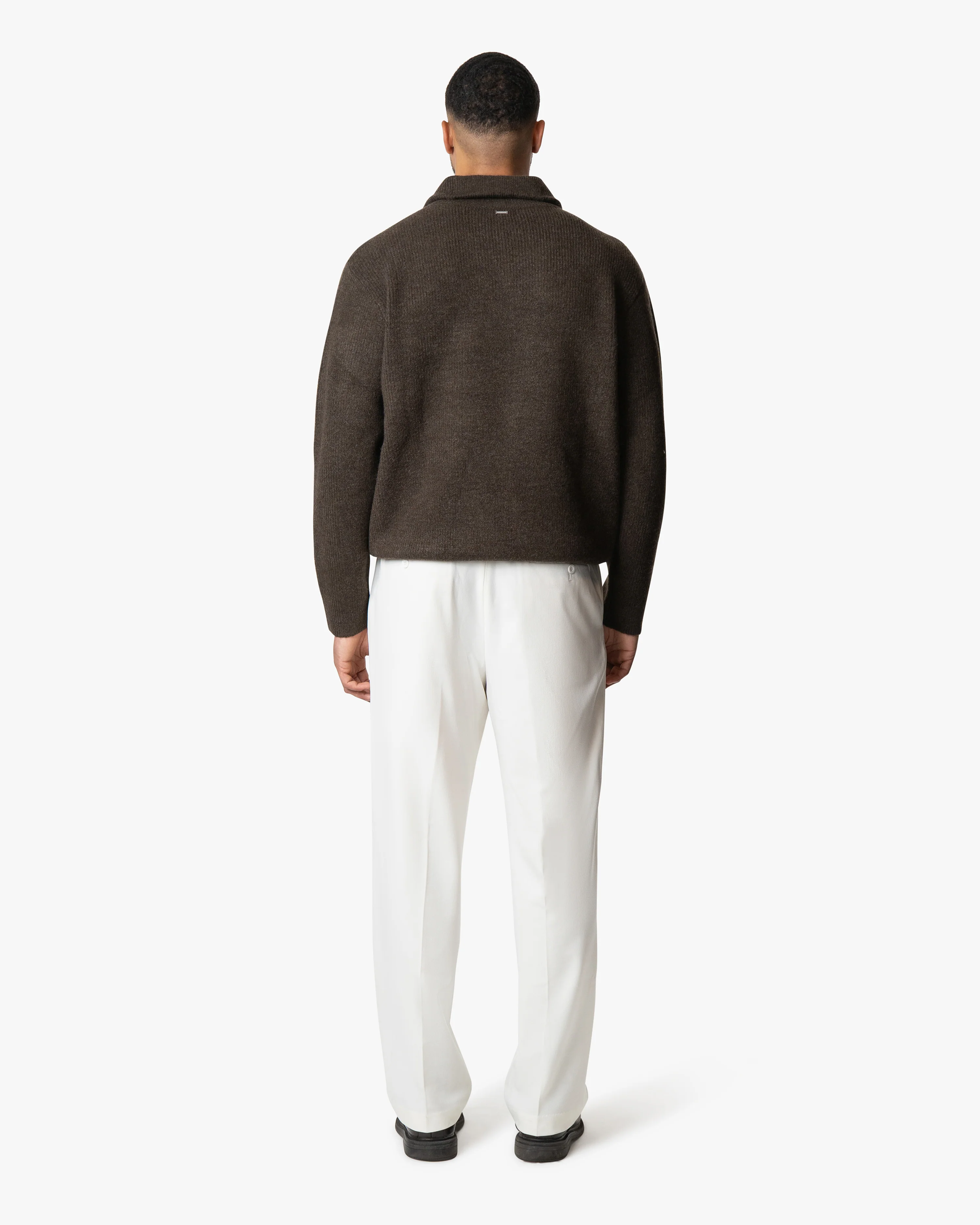 Sontuso Knitted Half-Zip Sweater | Dark Brown - Image 5