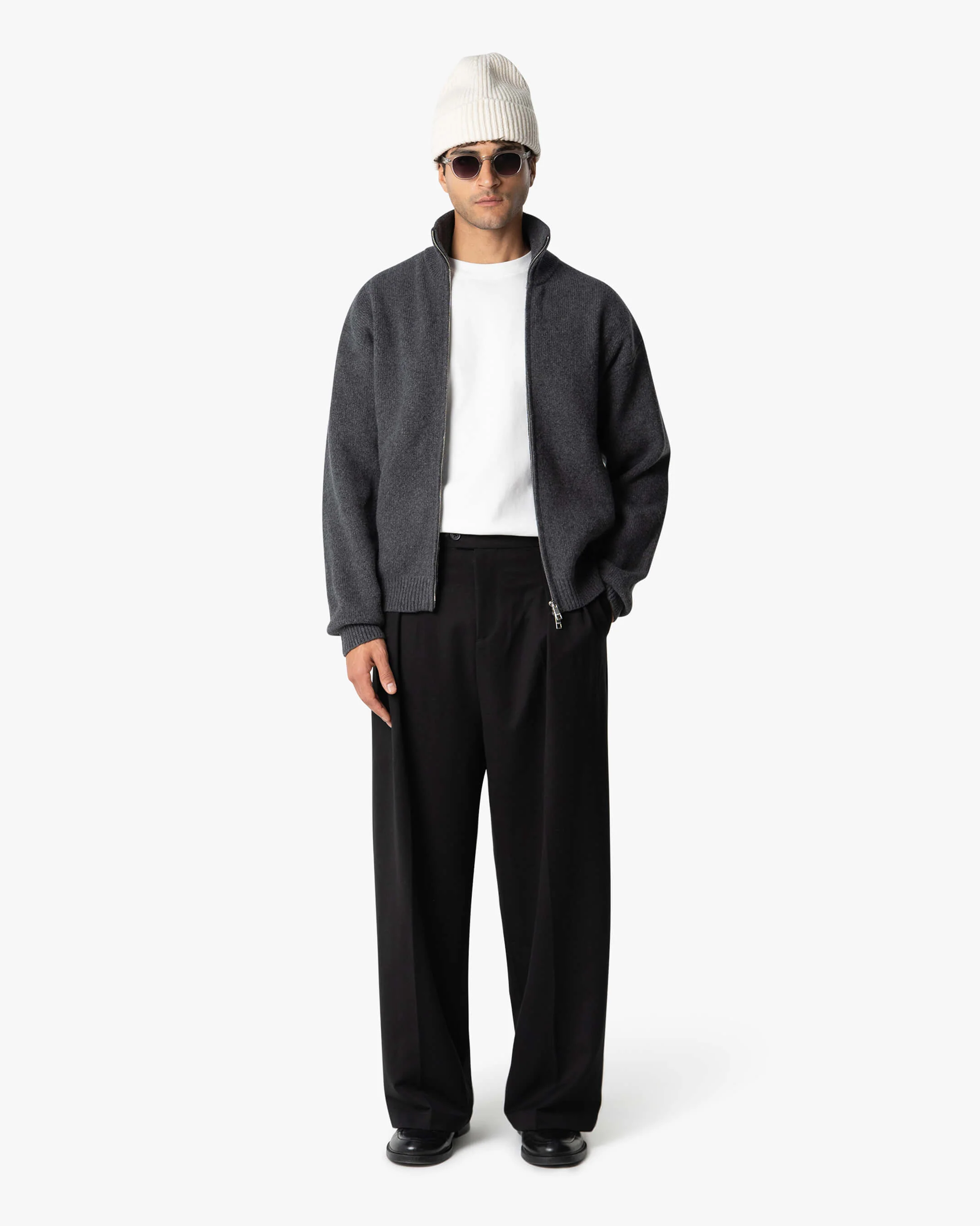 Ventura Cotton Zip-Up Cardigan | Dark Grey - Image 4